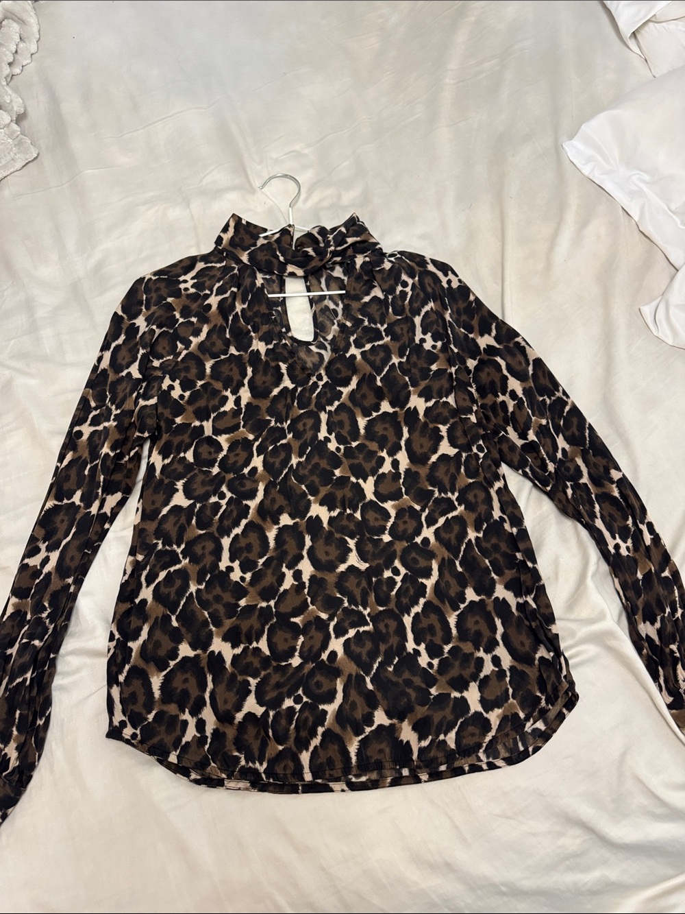Trina Turk Brown Leopard Print Keyhole Blouse